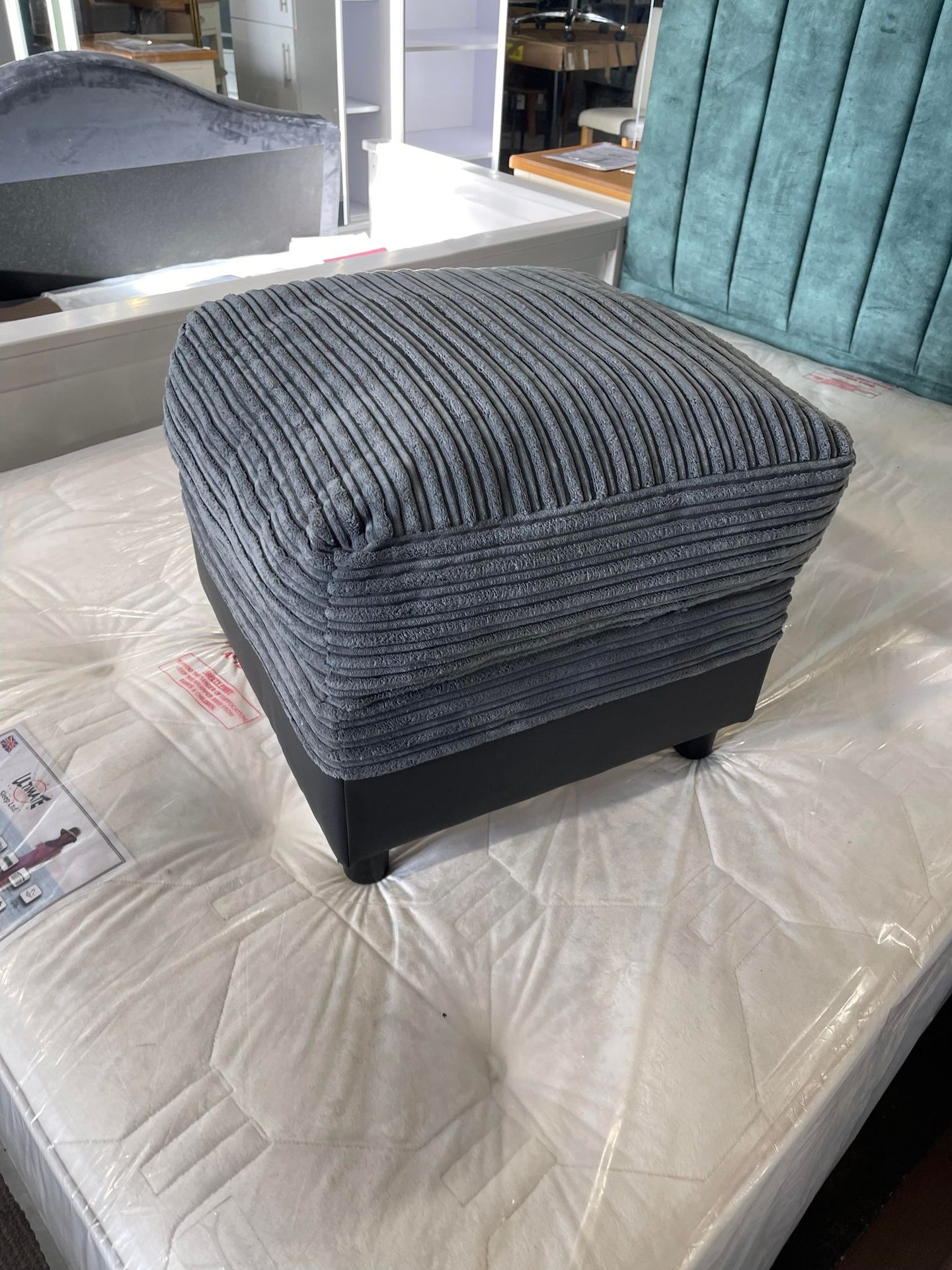 Assembled Harry Fabric Storage Footstool - Charcoal